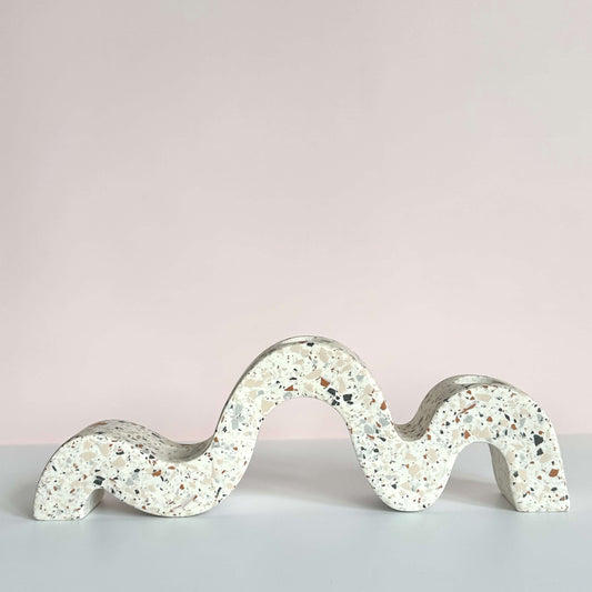 Neutral Terrazzo Squiggle Candlestick holder